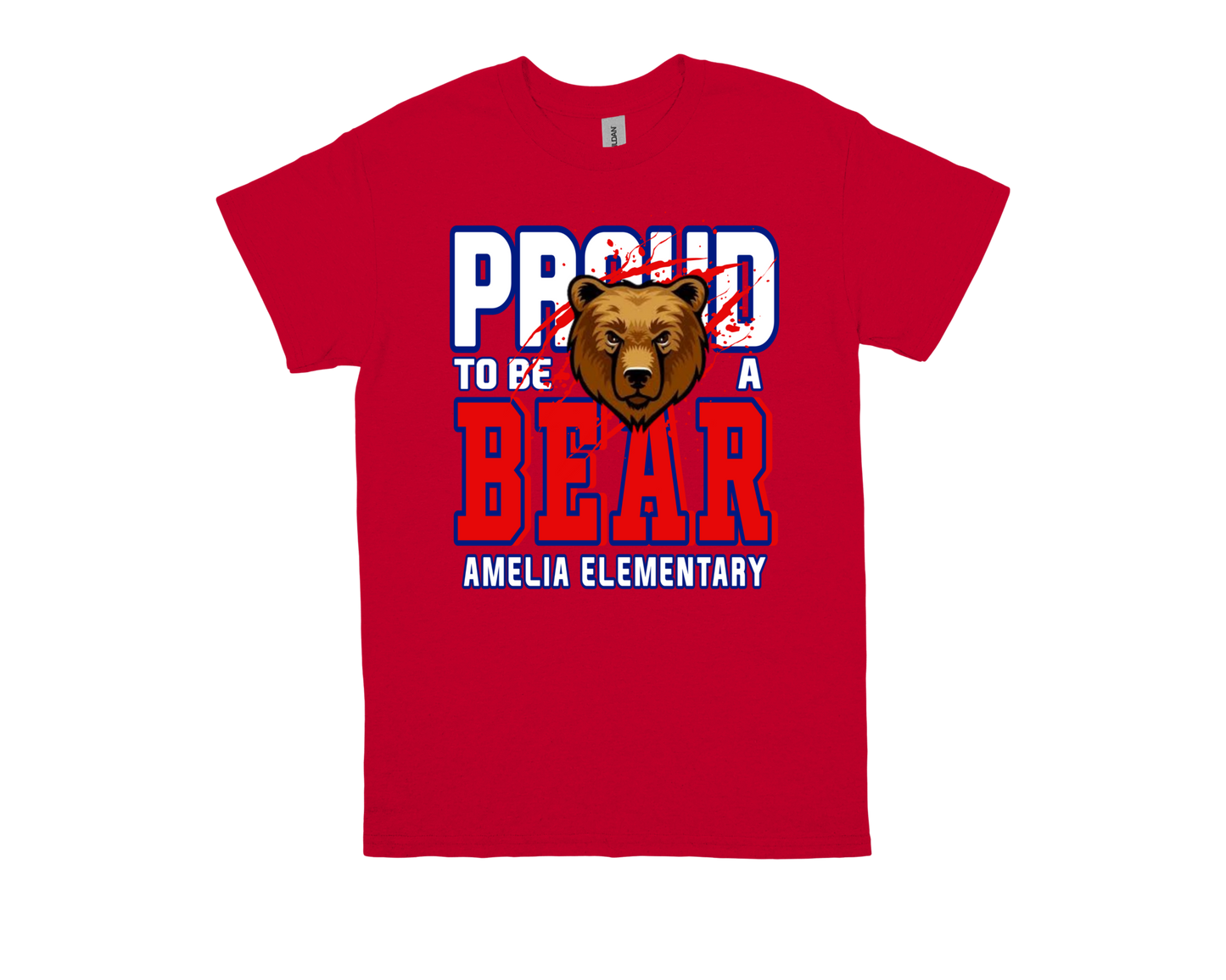 Amelia-PROUD TO BE A BEAR shirt red with bear mascot and school spirit design