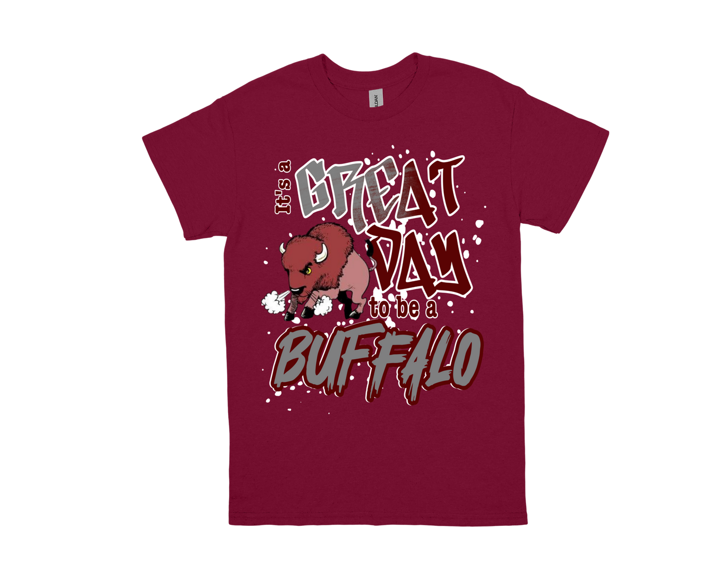 Smith M.S. maroon shirt with buffalo and "Great Day to Be a Buffalo" text design