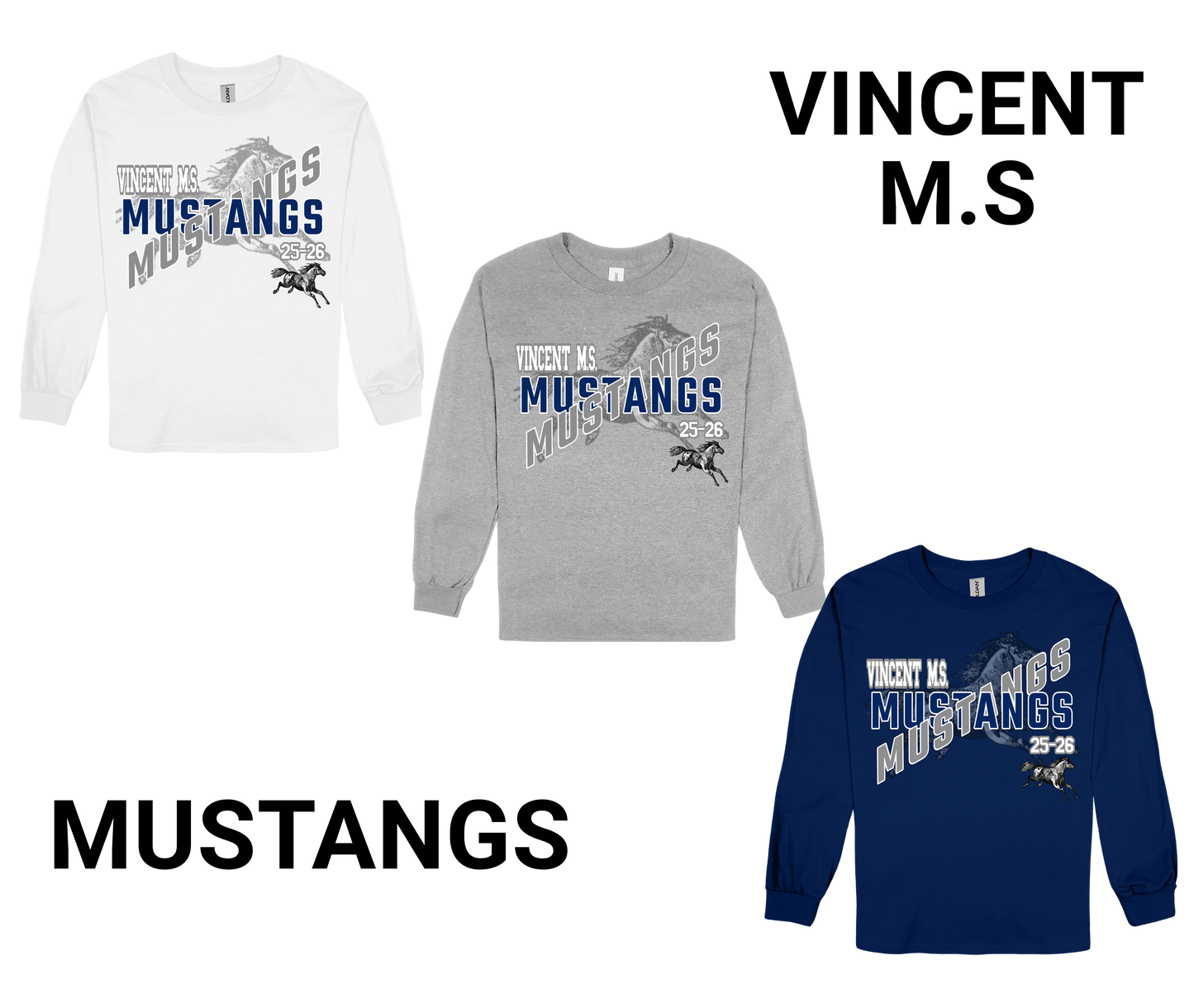 Vincent M.S. Mustangs-LONG SLEEVE SPIRIT SHIRT