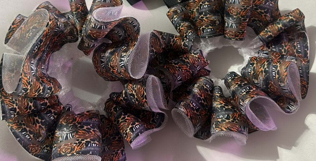 Custom anklets with elegant leopard print and ruffled design from G.T.C. Boutique