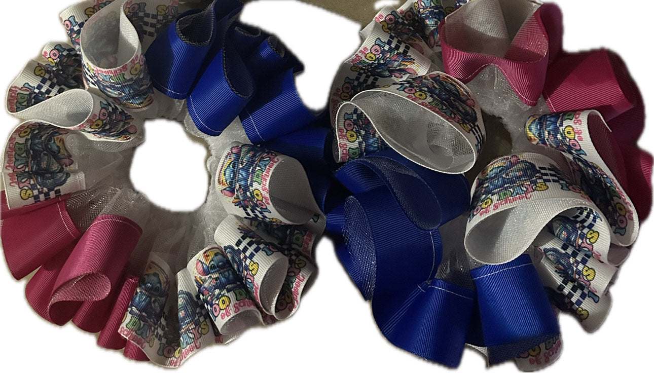 Colorful custom anklets with printed designs and ribbon accents from G.T.C. Boutique