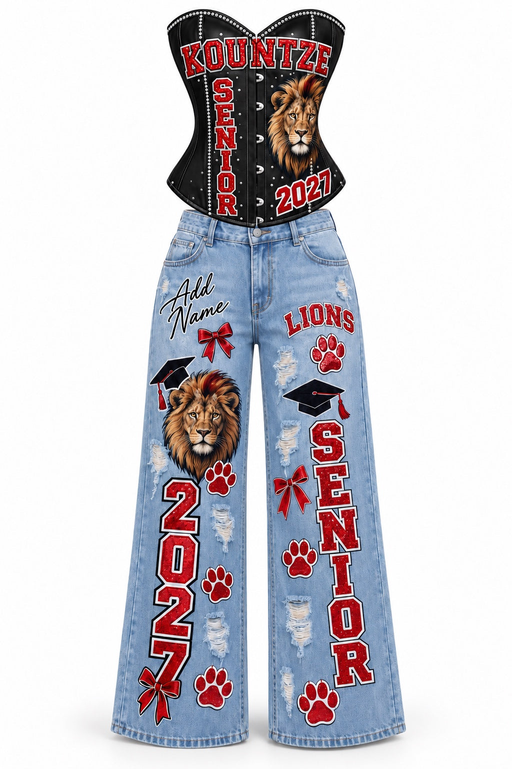 Kountze Lions Senior 2027 Corset & Jeans Set mockup