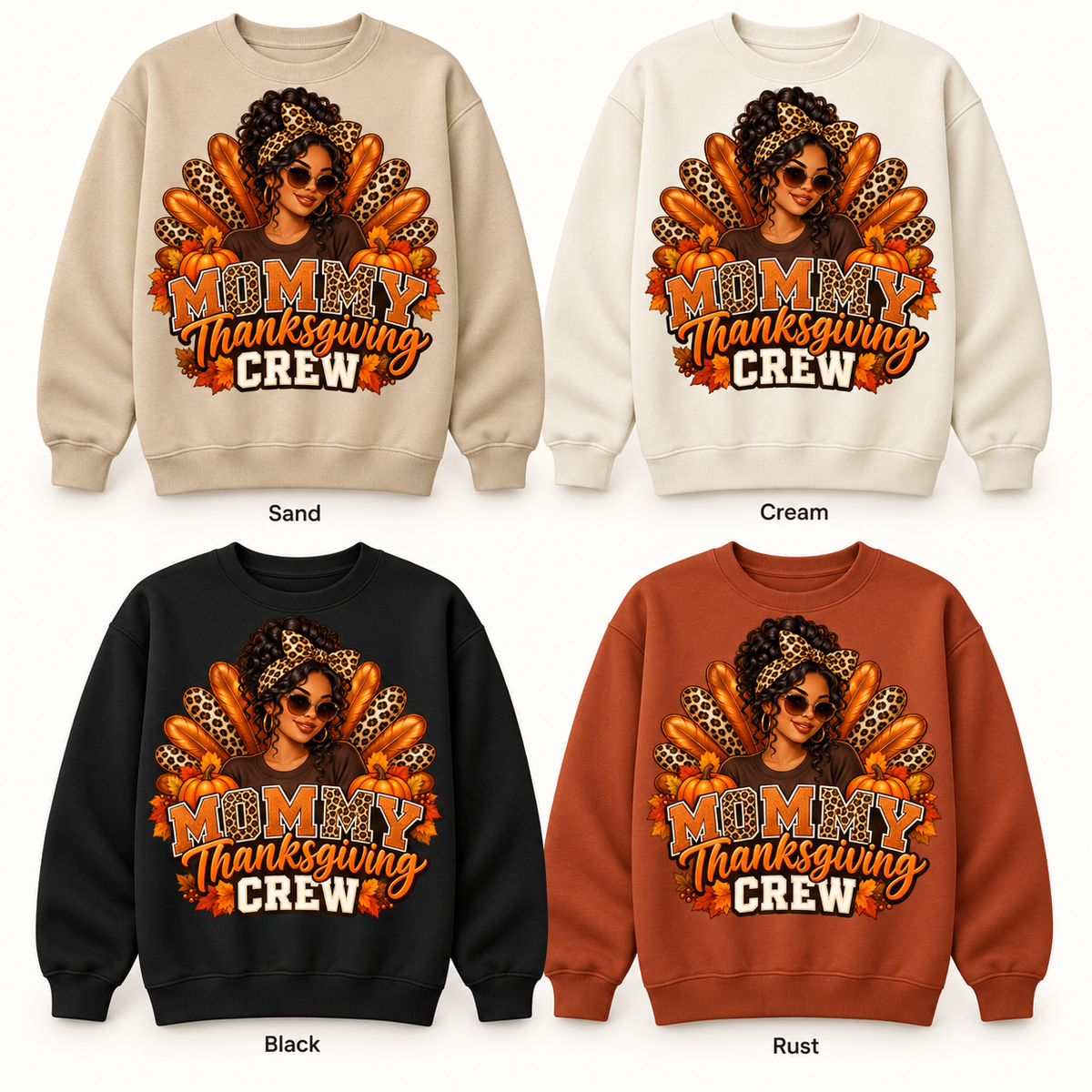 Mommy Thanksgiving Crew — Crewneck Pullover color options mockup