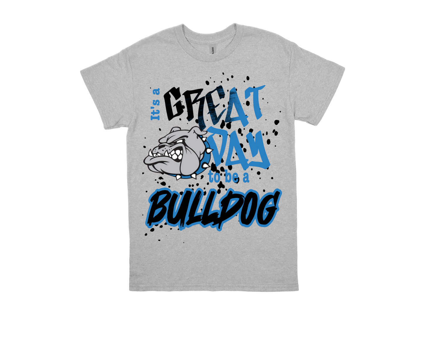 Charlton Pollard gray spirit shirt with Bulldog graphic and "GREAT DAY to be a BULLDOG" text
