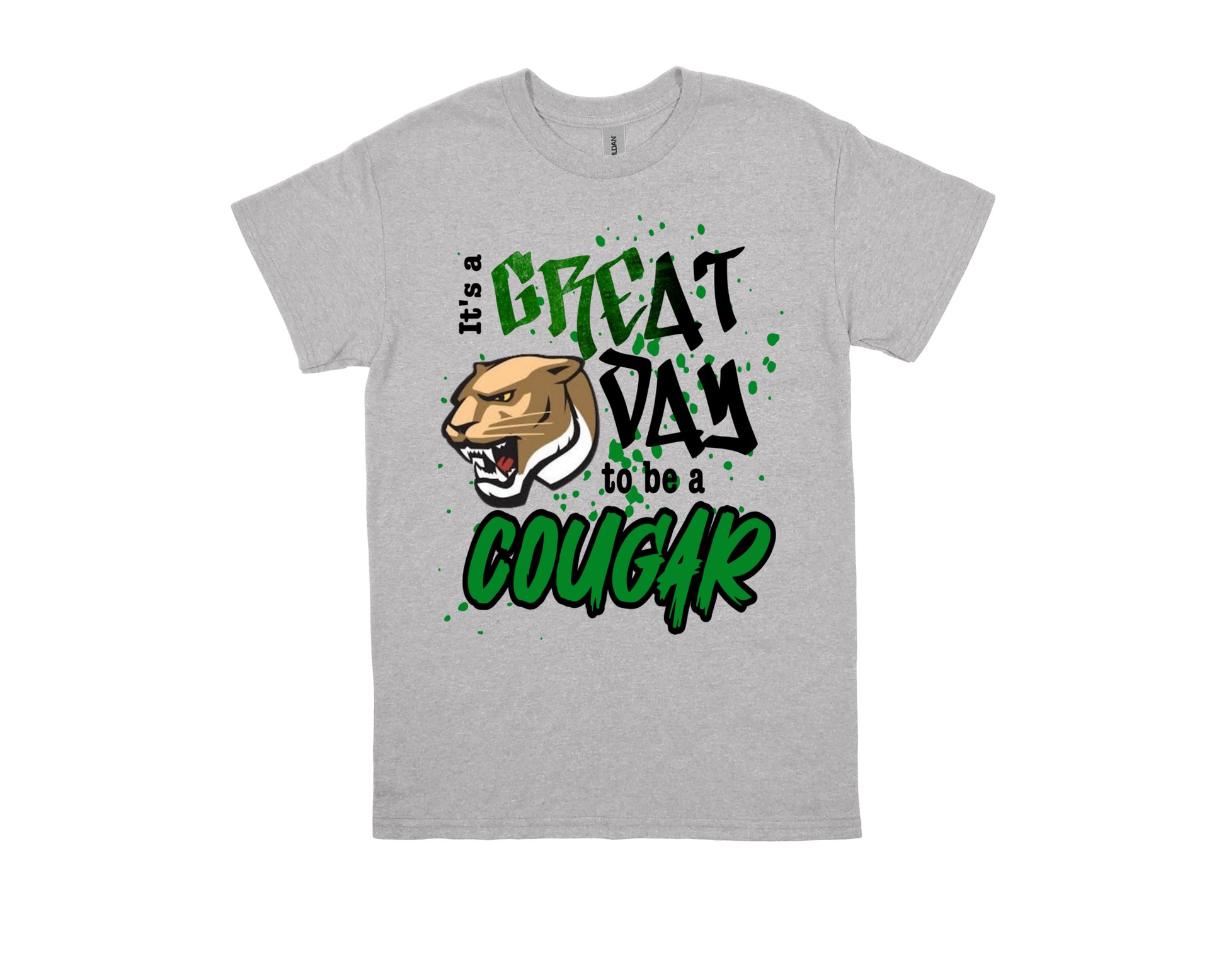 Pietzsch MacArthur gray t-shirt with "Great Day to Be a Cougar" and cougar graphic design