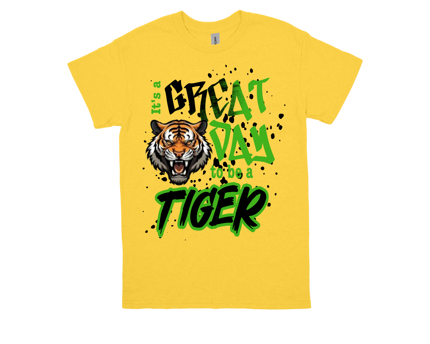Yellow Martin GREAT DAY TO BE A TIGER school spirit t-shirt with tiger graphic and text design