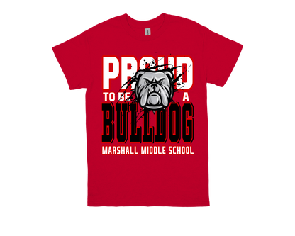 Marshall Proud to Be a Bulldog red school spirit t-shirt with bulldog graphic