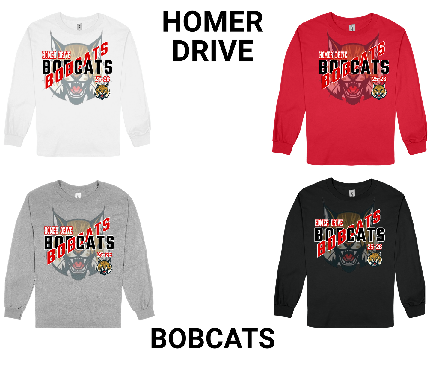 Homer Drive Bobcats-LONG SLEEVE SPIRIT SHIRT