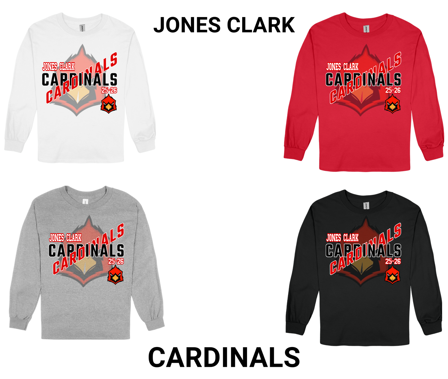Jones Clark Cardinals-LONG SLEEVE SPIRIT SHIRT