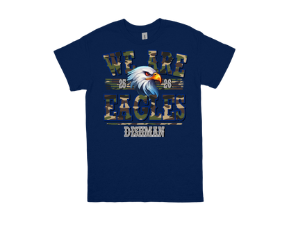 Dishman blue t-shirt with We Are Eagles design and eagle graphic