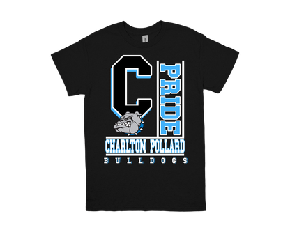 Charlton Pollard- PRIDE black shirt with bulldog mascot and school spirit design