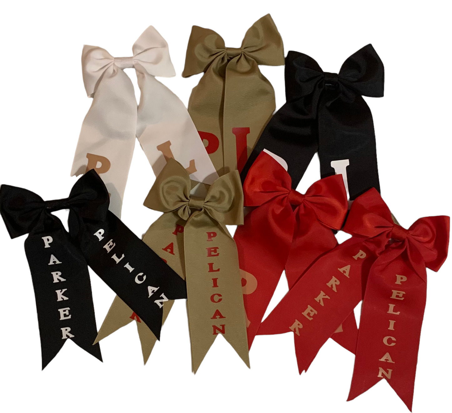 Personalized initial bows in various colors for kids' back to school fashion accessories
