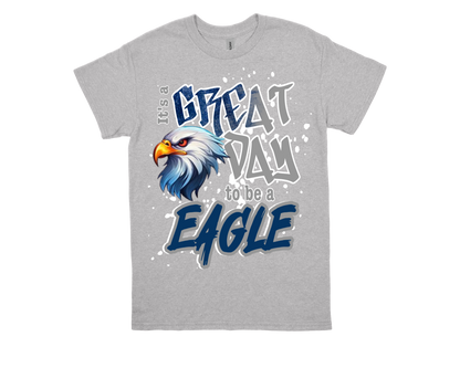 Dishman GREAT DAY TO BE A EAGLE spirit shirt with eagle graphic on gray fabric