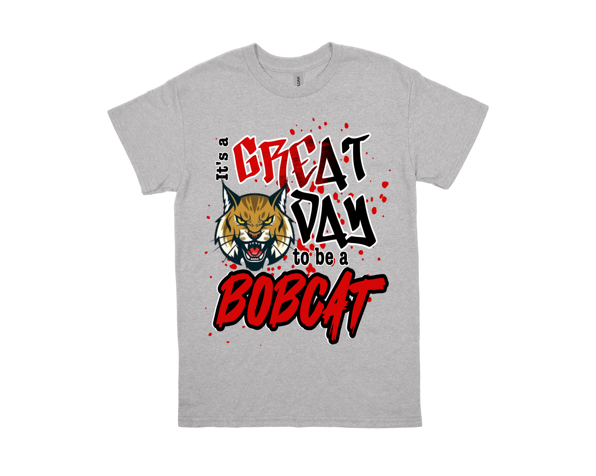 Homer Drive gray shirt with "Great Day to be a Bobcat" text and bobcat mascot graphic