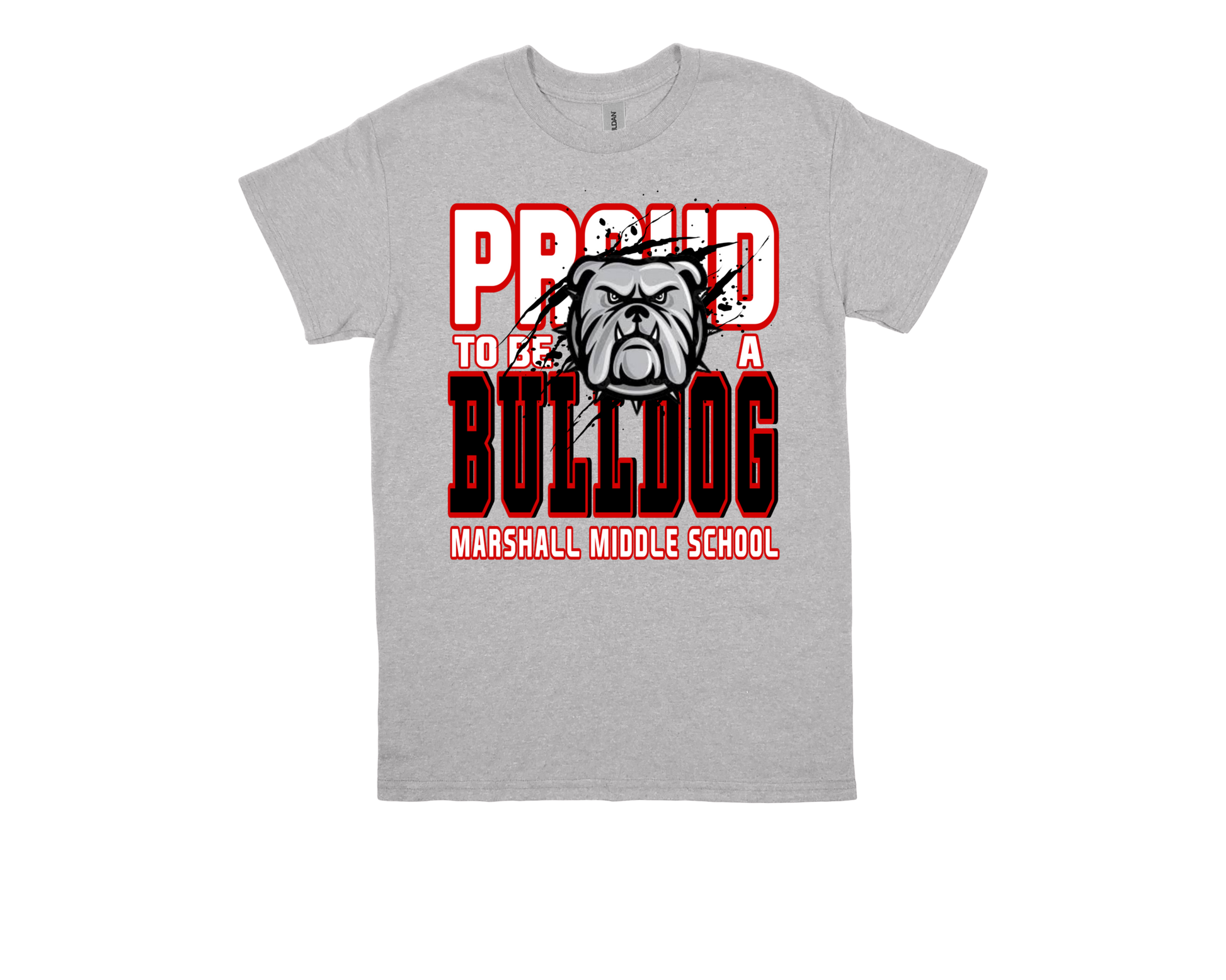 Marshall Middle School proud Bulldog spirit gray t-shirt