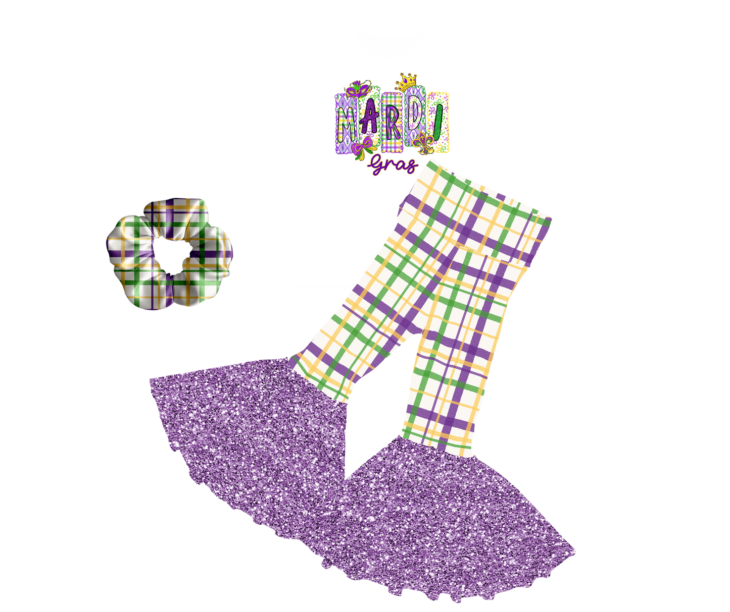 Mardi Gras Pants Set with Scrunchie
