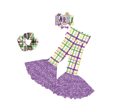 Mardi Gras Pants Set with Scrunchie