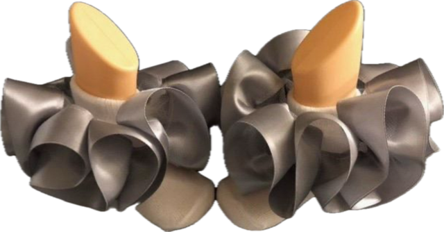 Single color anklets with large gray ruffled fabric design elegant accessory