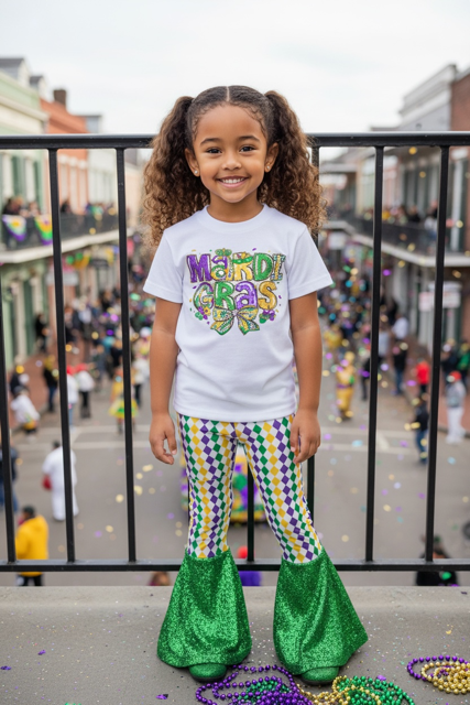 Mardi Gras Pants Set with Scrunchie