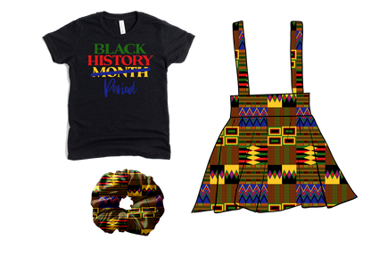 Black History Skirt Set with Scrunchie