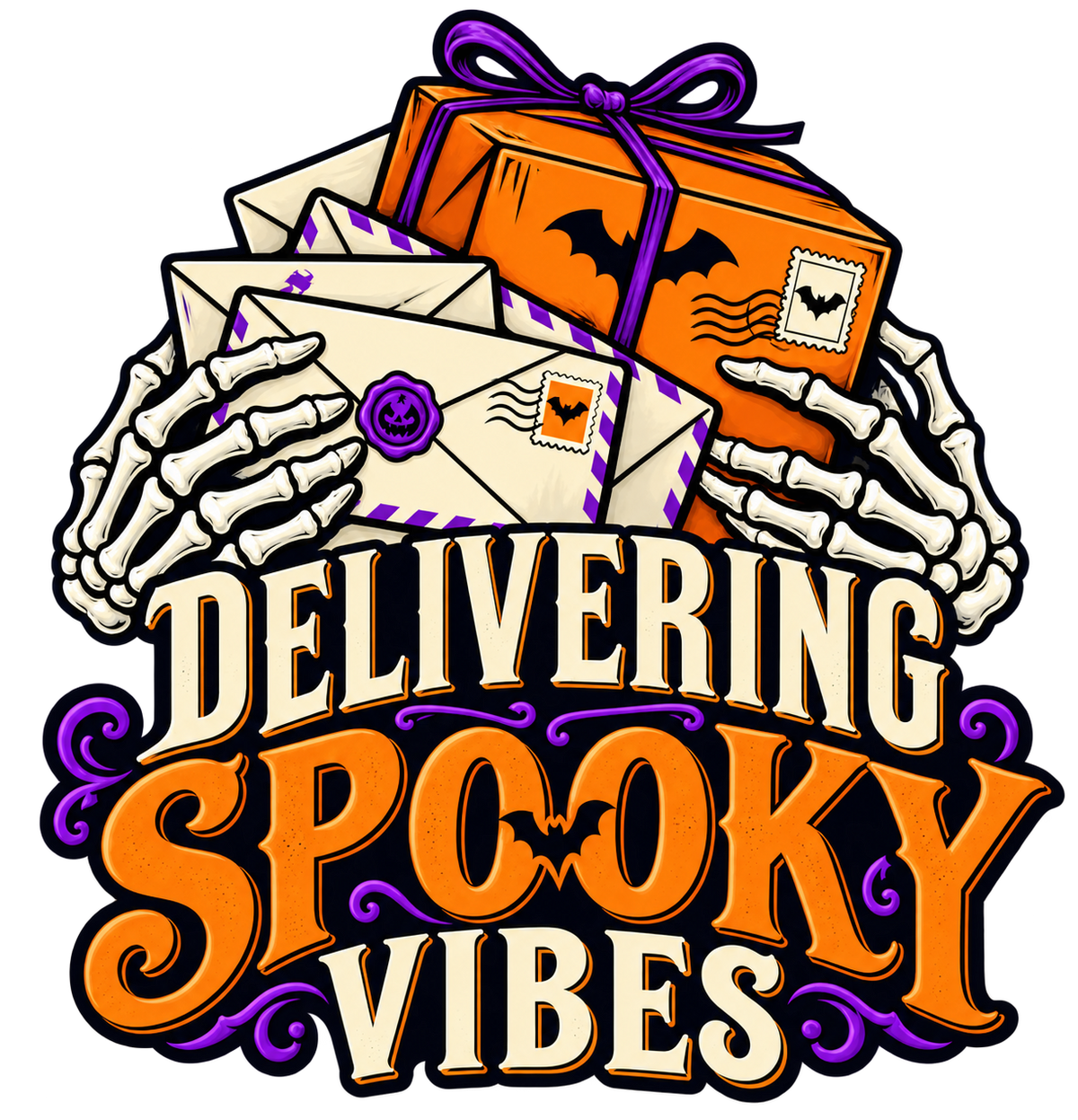 Delivering Spooky Vibes — Postal Halloween DTF Transfer — 4-inch