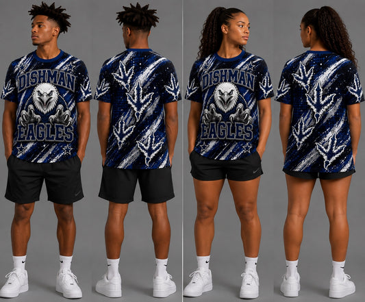Dishman Eagles all-over shirt front and back mockups