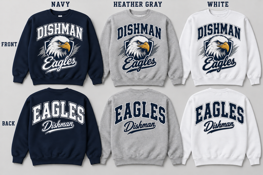 Dishman Eagles front and back pullovers in Navy Heather Gray White