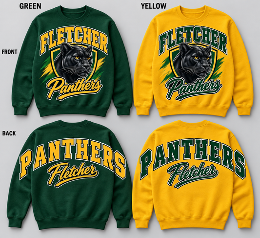 Fletcher Panthers front and back pullovers in Green and Yellow