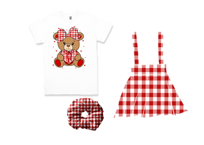 Valentine's Day Skirt Set with Scrunchie