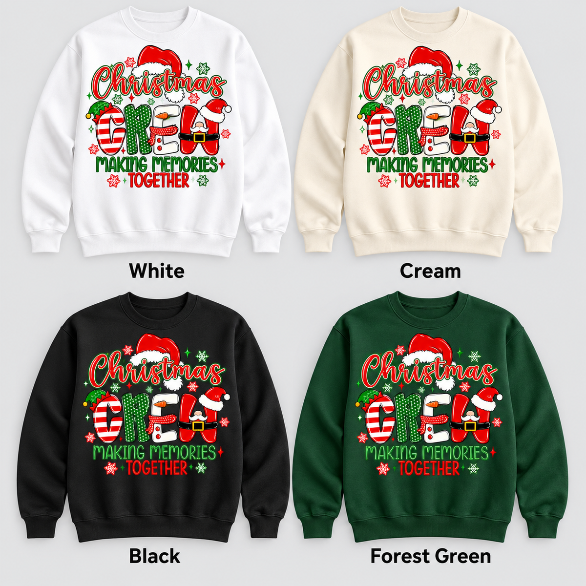 Christmas Crew — Making Memories Together — Playful pullover color options