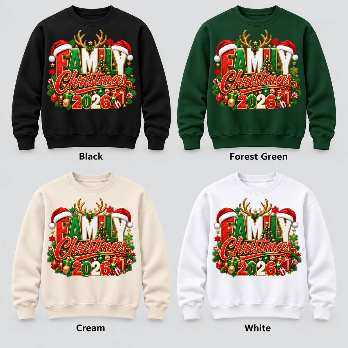 Family Christmas 2026 pullover color options