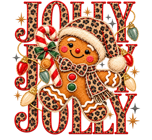 Jolly Leopard Gingerbread dtf artwork