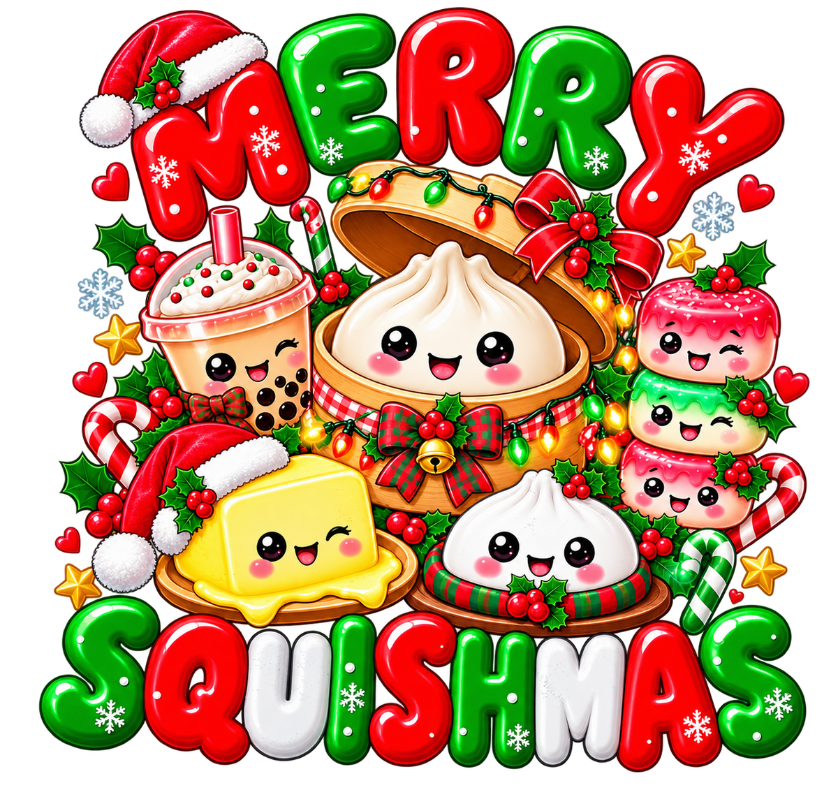 Merry Squishmas Christmas DTF artwork