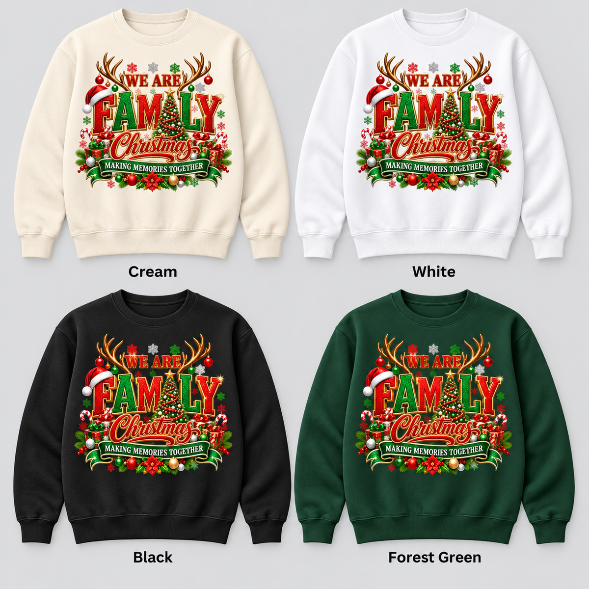 We Are Family — Christmas Memories pullover color options
