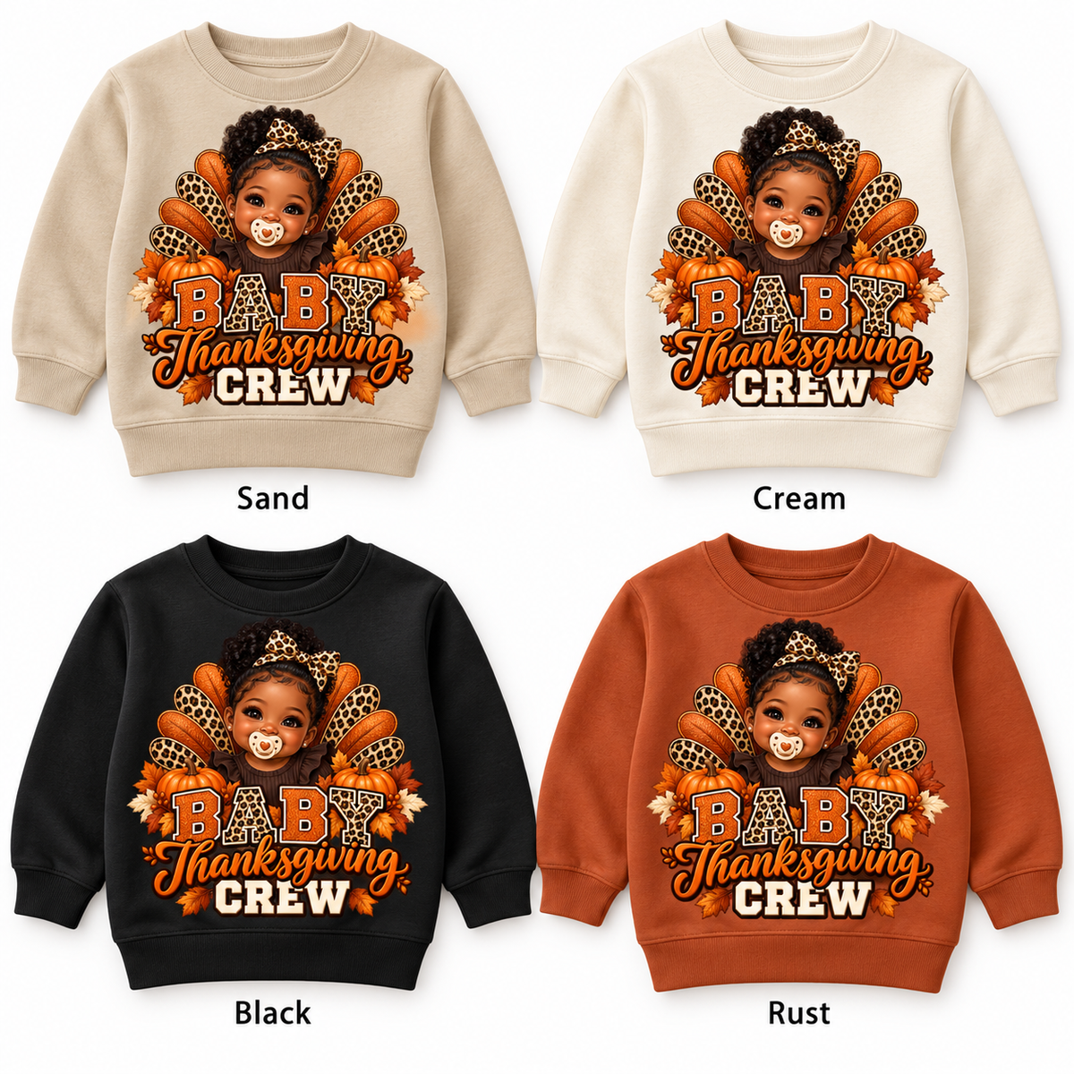 Baby Thanksgiving Crew — Crewneck Pullover color options mockup