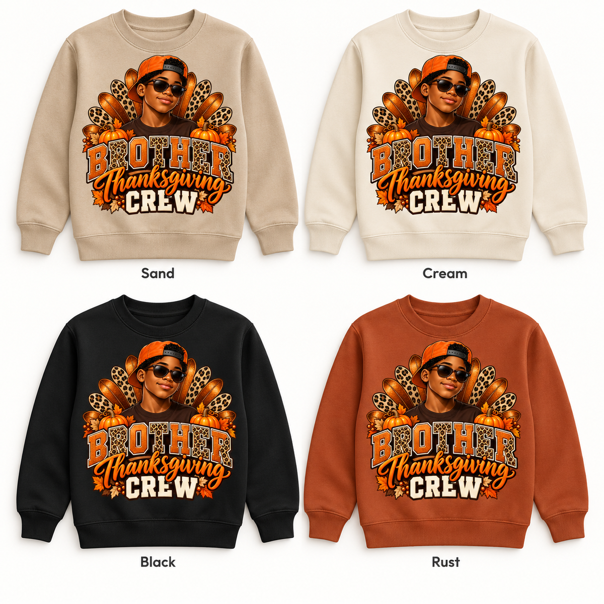 Brother Thanksgiving Crew — Crewneck Pullover color options mockup