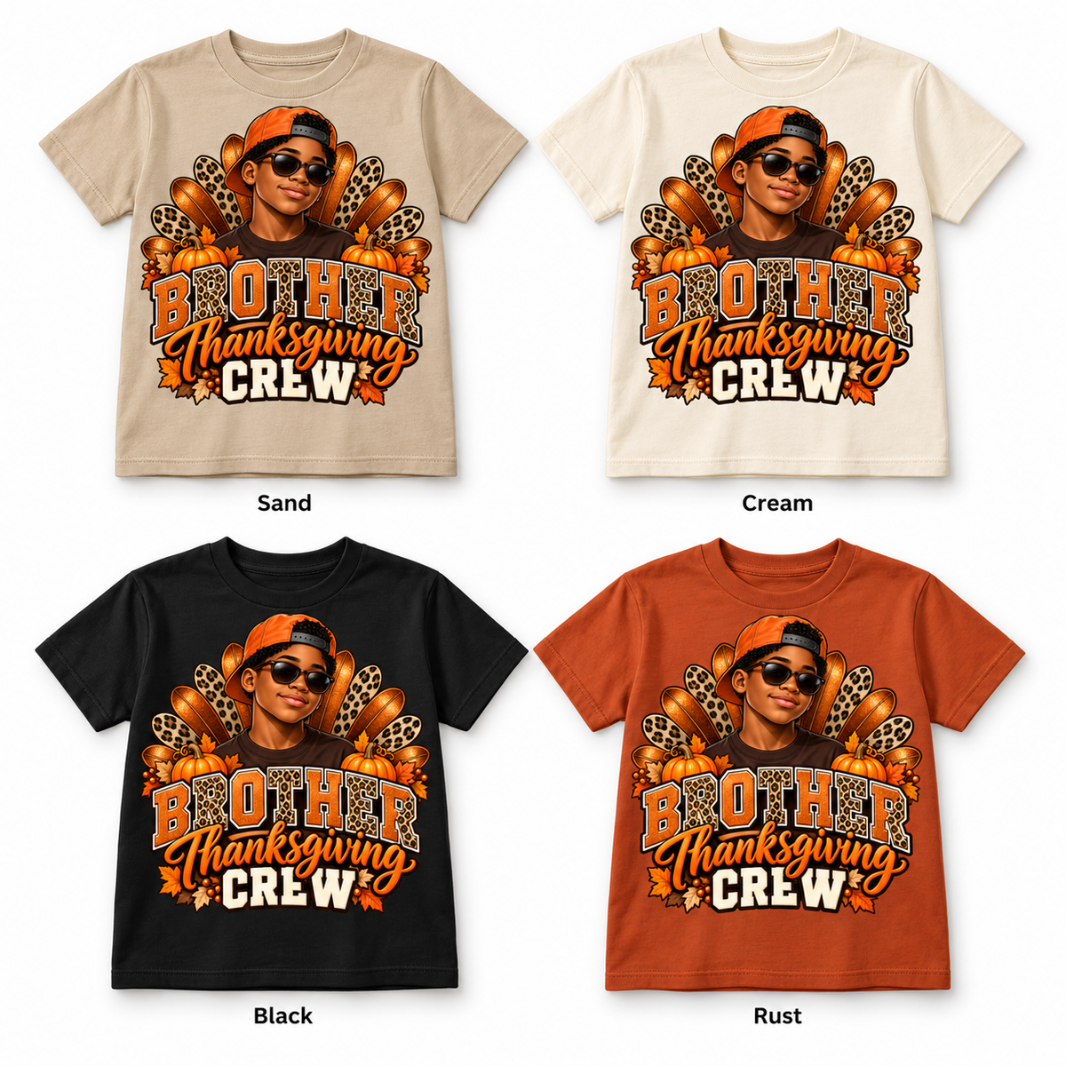 Brother Thanksgiving Crew — T-Shirt color options mockup