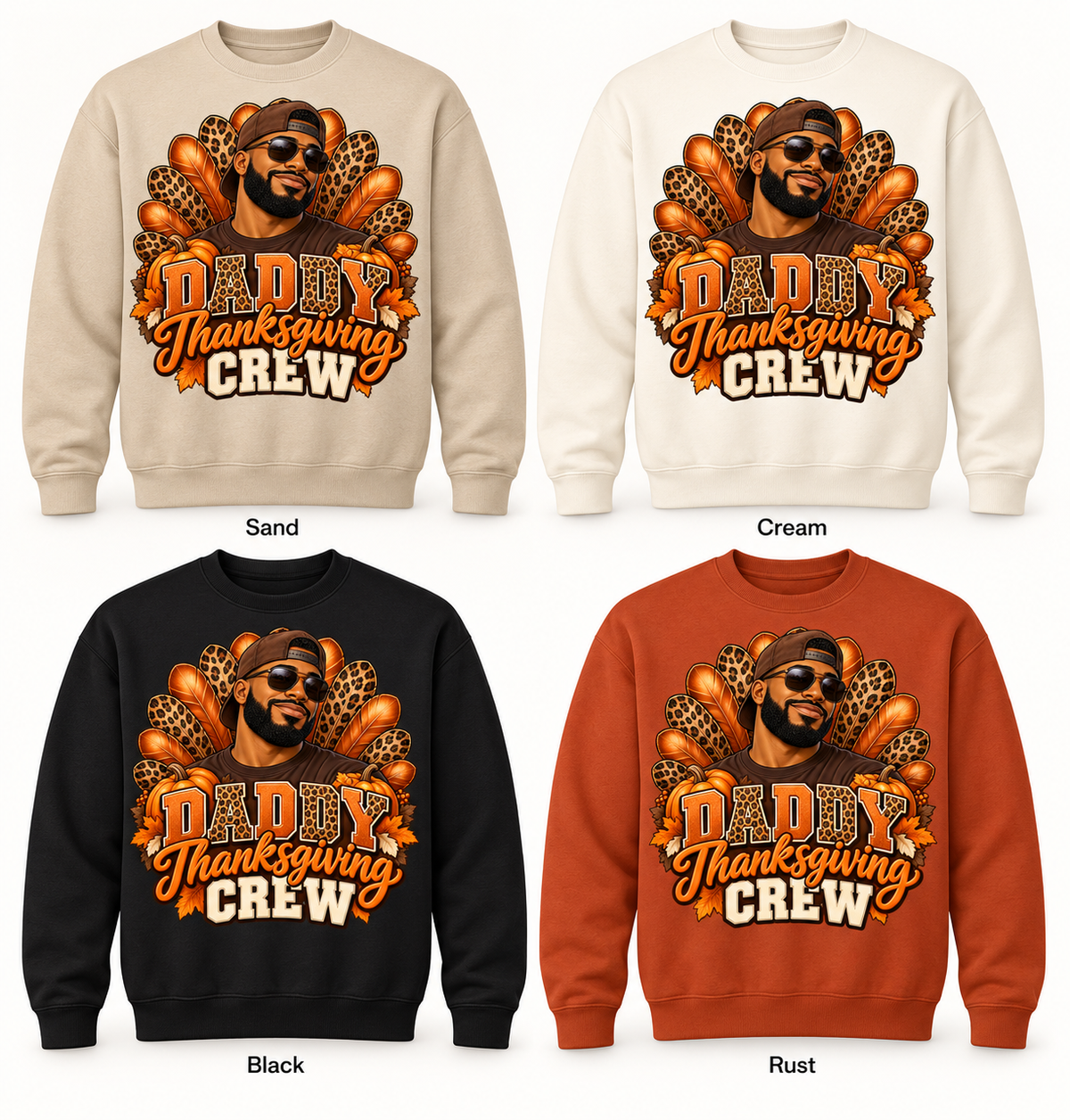 Daddy Thanksgiving Crew — Crewneck Pullover color options mockup