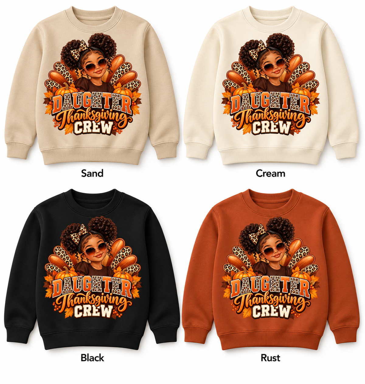 Daughter Thanksgiving Crew — Crewneck Pullover color options mockup