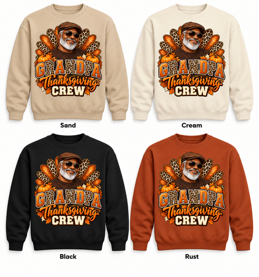 Grandpa Thanksgiving Crew — Crewneck Pullover color options mockup