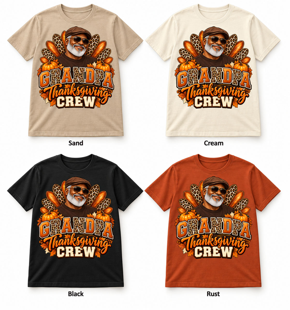Grandpa Thanksgiving Crew — T-Shirt color options mockup