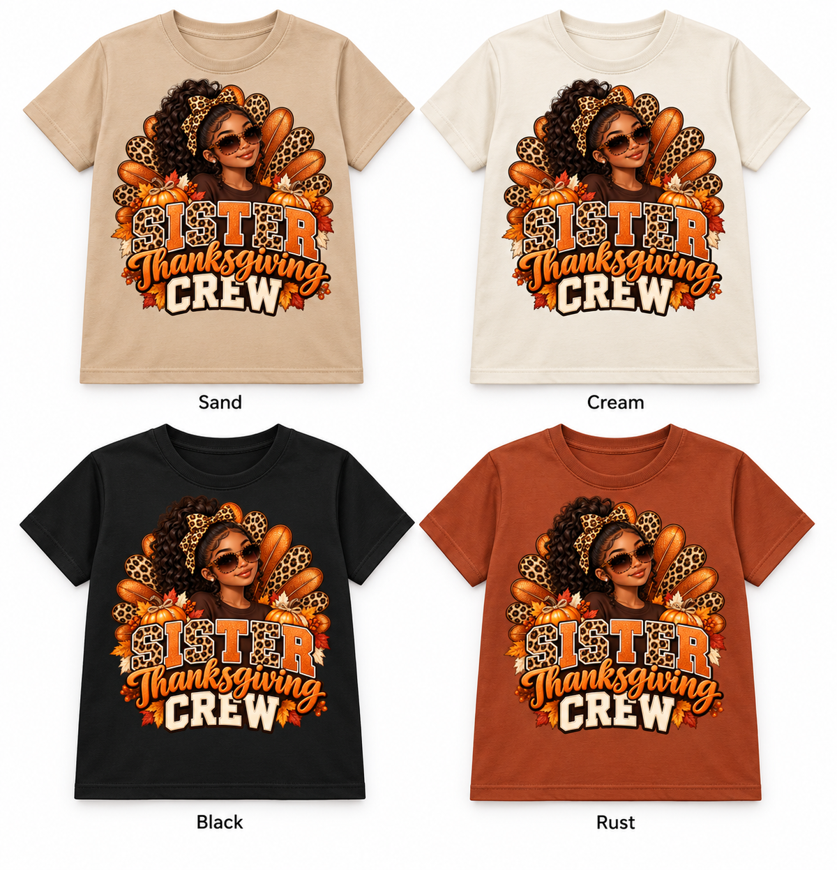 Sister Thanksgiving Crew — T-Shirt color options mockup