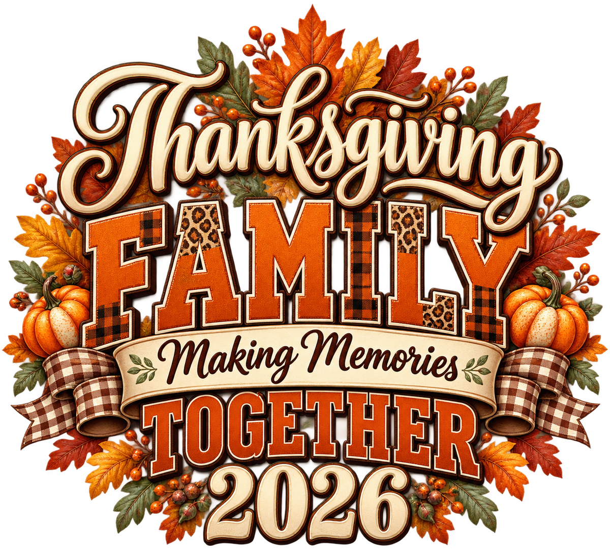 Thanksgiving Family 2026 — Making Memories Together — DTF Print design