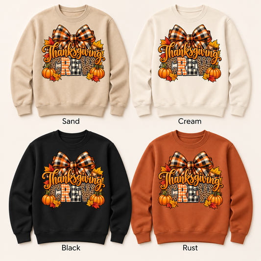 Thanksgiving Crew — Crewneck Pullover four color mockup options