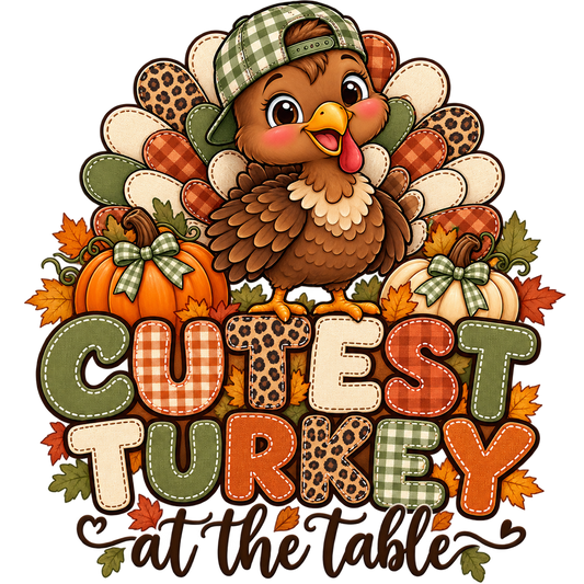 Cutest Turkey — Green Cap — DTF Print design