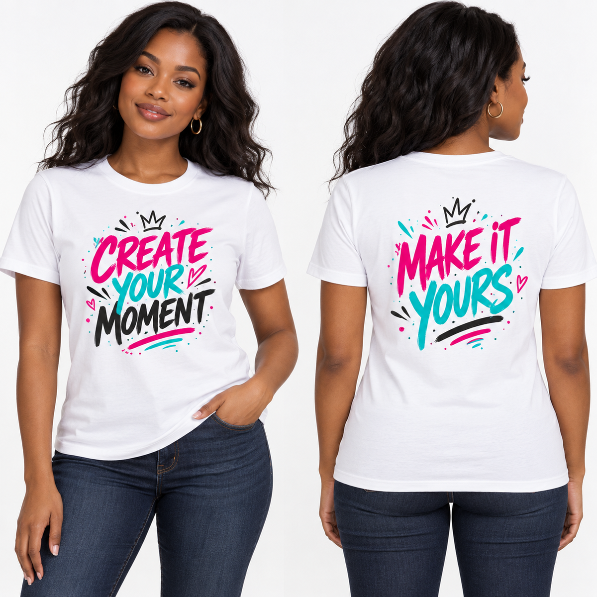 Illustrative sample Custom Regular Shirt — Front & Back model mockup