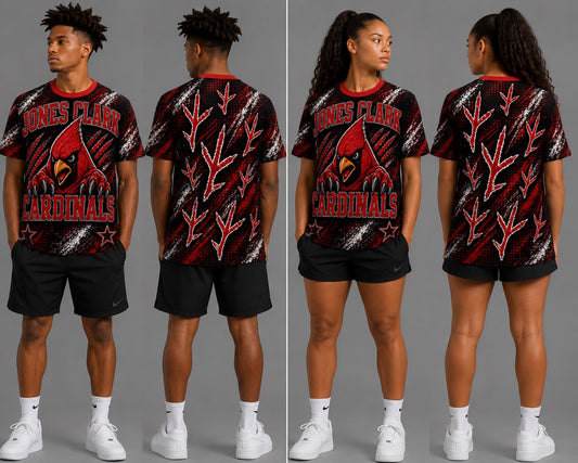 Jones Clark Cardinals all-over shirt front and back mockups