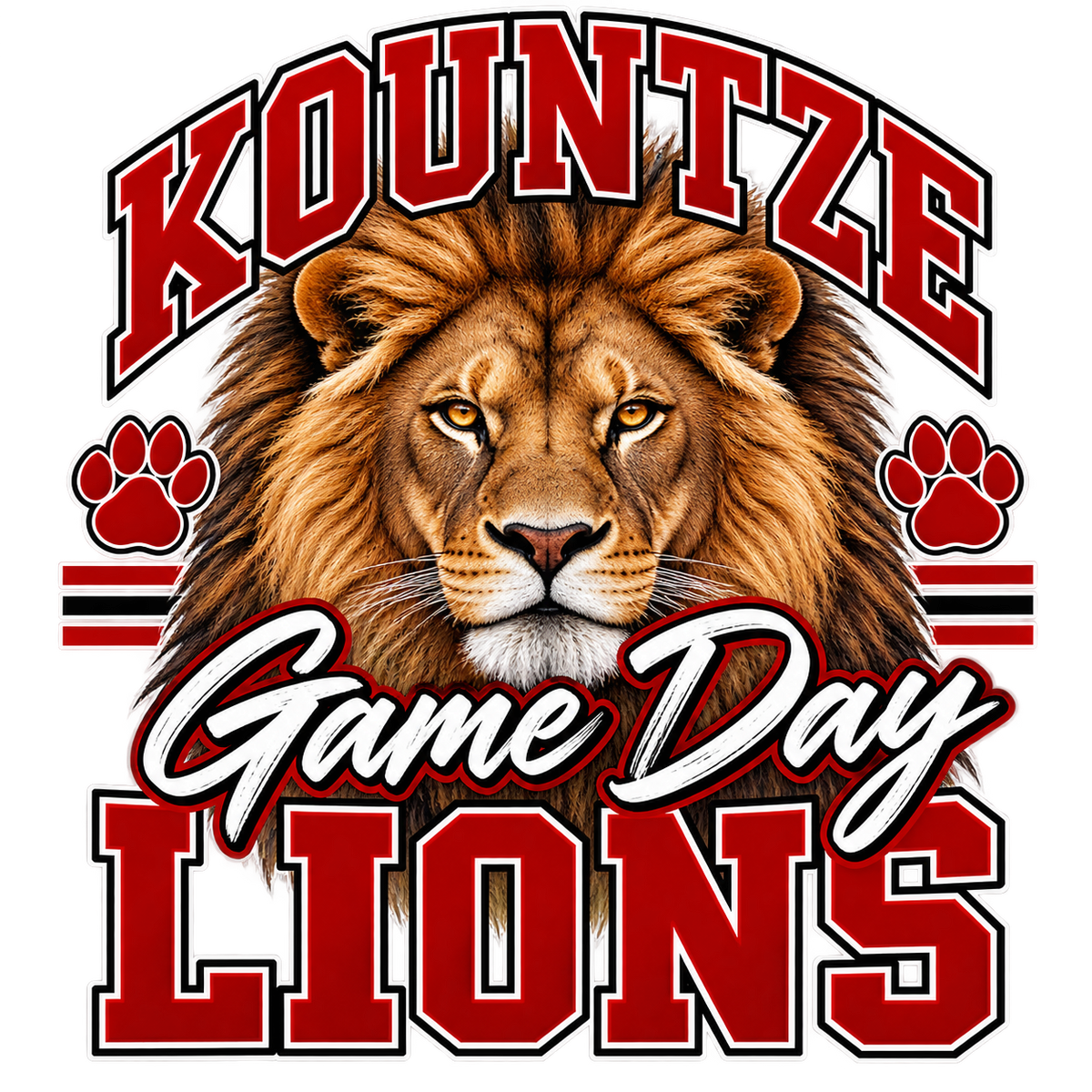 Kountze Lions Game Day DTF transfer design