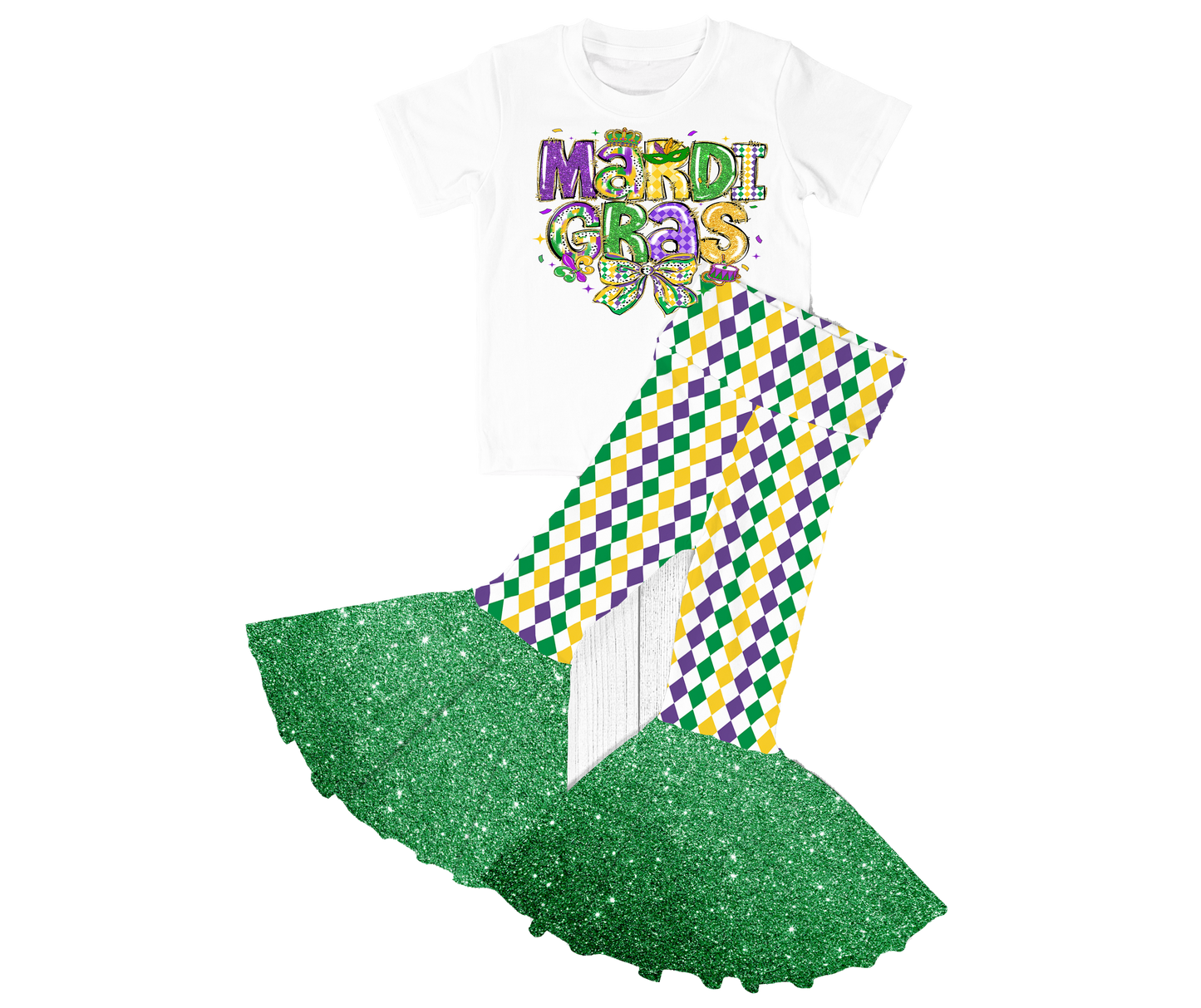 Mardi Gras Pants Set with Scrunchie