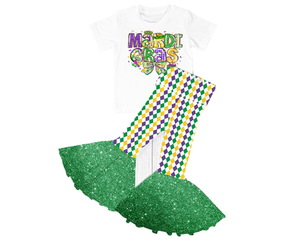 Mardi Gras Pants Set with Scrunchie